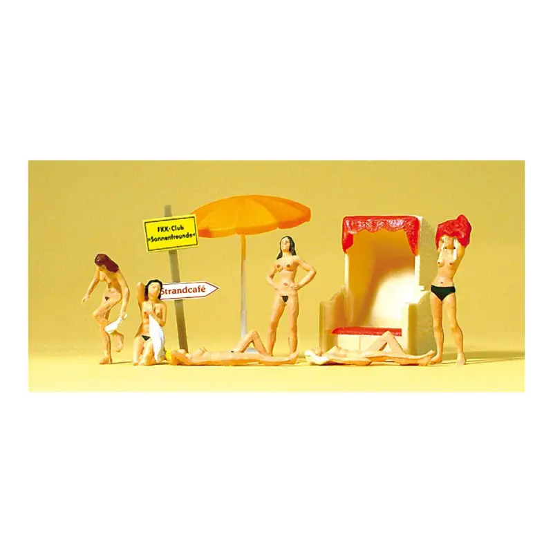 A la plage des nudistes 1/87 HO PREISER Authentique