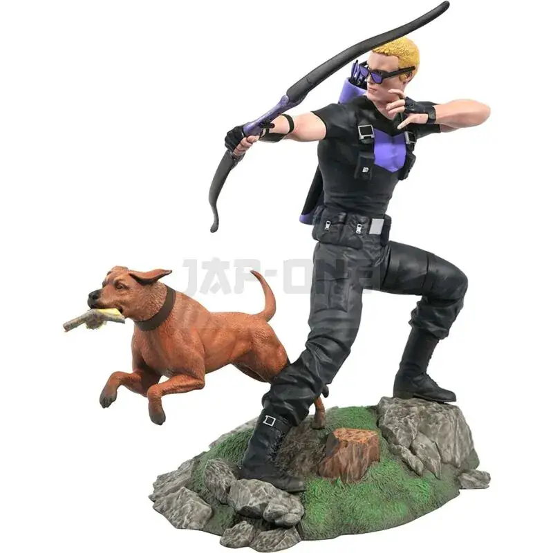 Expédition Rapide Marvel – Hawkeye Avec Pizza Dog – Figurine Gallery Diorama 23Cm