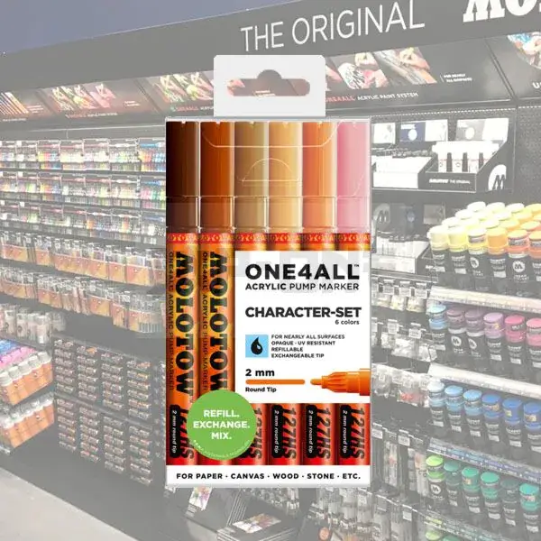 Molotow Acrylic Marker One4All 2mm Wallet Character Set 6 pcs Retour Gratuit