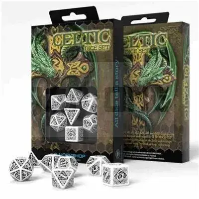 Celtic 3D Revised Black & White Dice Set Certifié