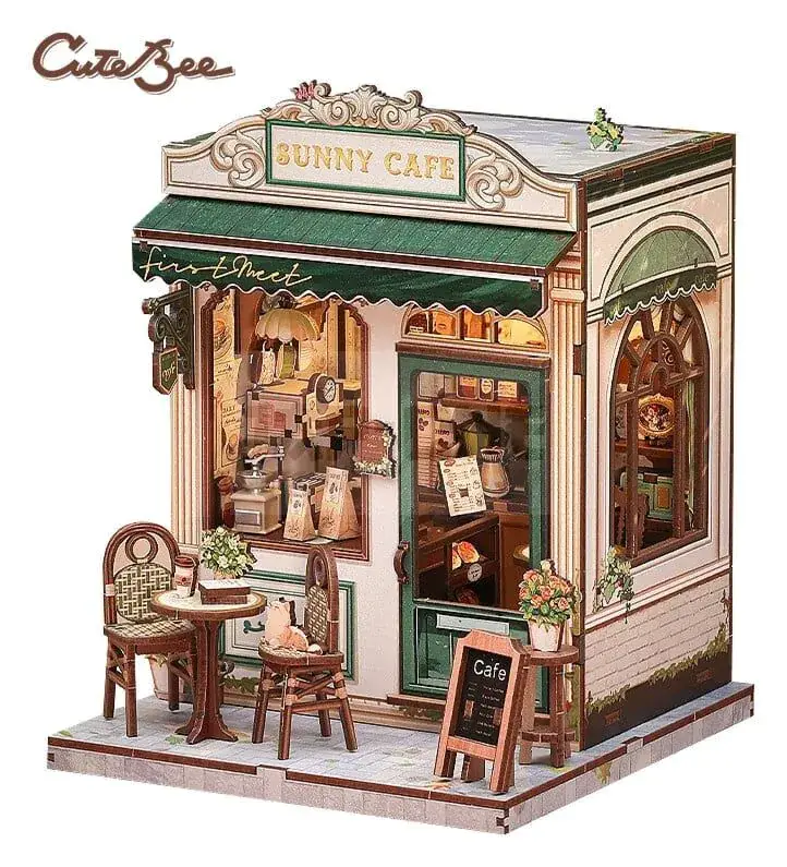 Petit Prix Figurine Model Kit Miniature House Sunny Cafe 20 x 16 cm