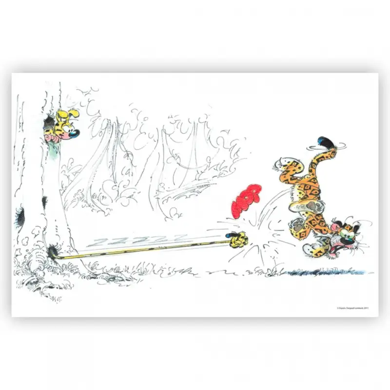 Pas Cher Marsupilami et Tigre (Acrylique 36x24cm)