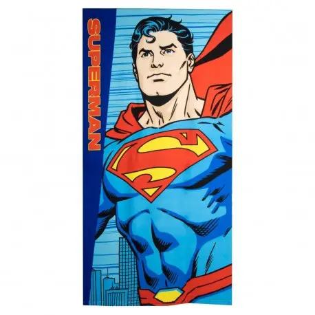 Serviette en Microfibre Superman Bleu 100% Polyester Remise