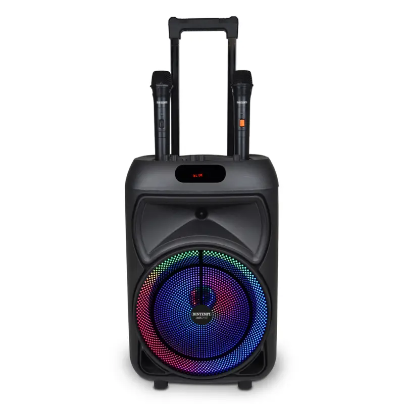 Bontempi Valise acoustique sans fil à roulettes avec 2 microphones sans fil, RGB Réduction